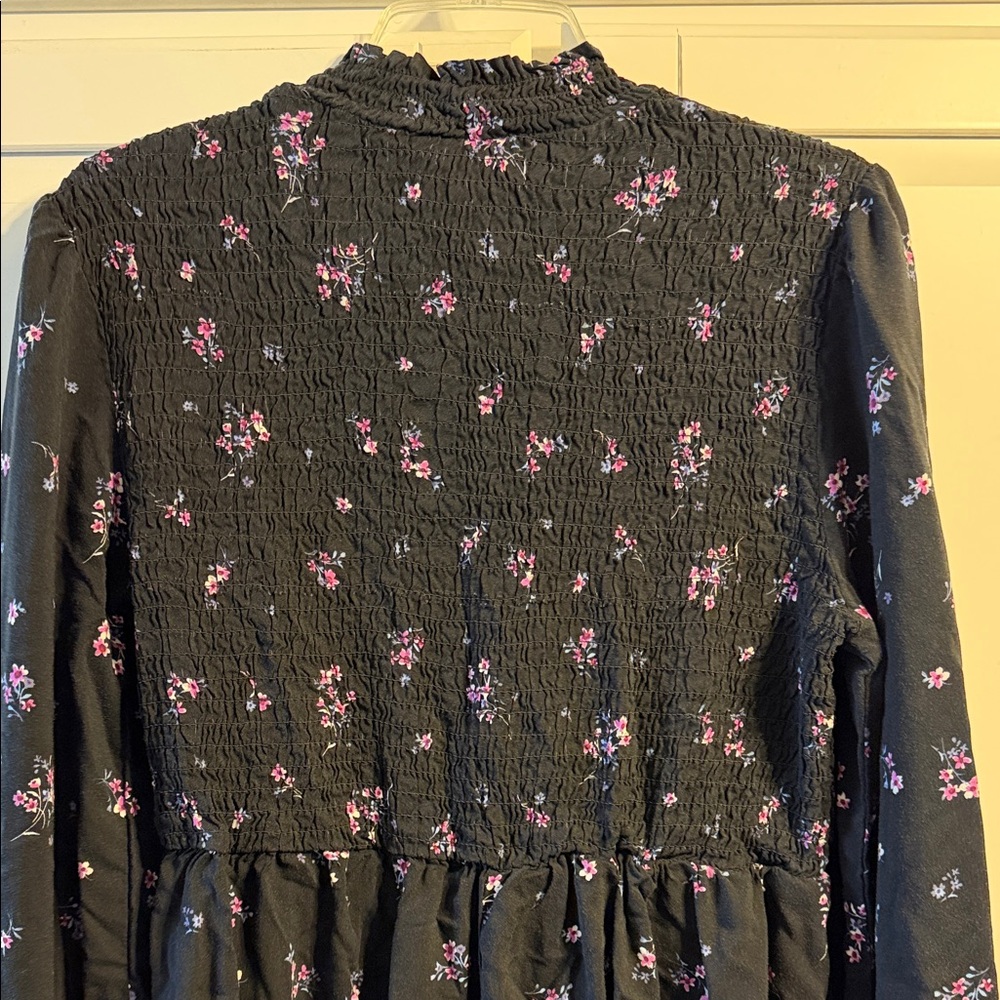 Wild Fable Black Floral High-neck Babydoll Dress - Picture 7 of 8